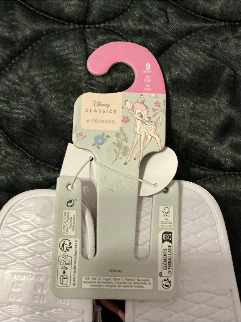 Disney Pink Floral Bambi Slide Sandals with Elastic Back